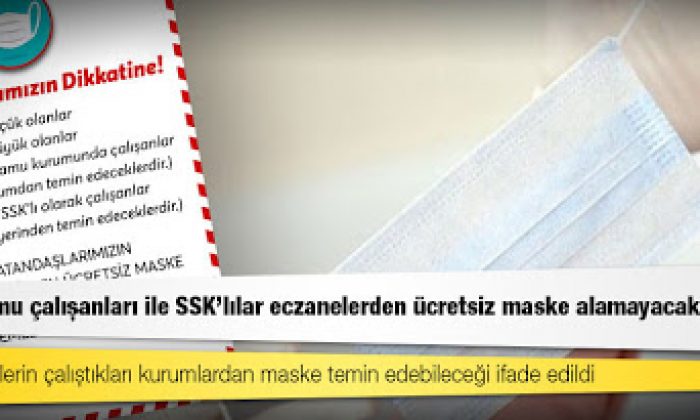 Çalışanlara maskelerini çalıştığı kurumlar verecek