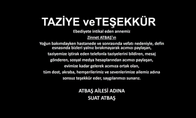 TAZİYE VE TEŞEKKÜR MESAJI