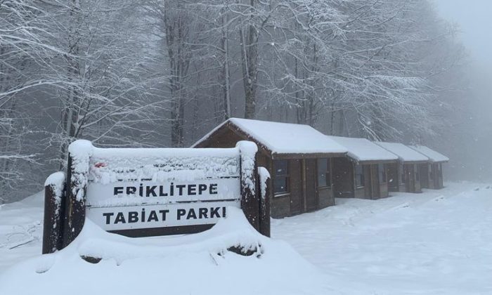 Eriklitepe beyaz örtüyle kaplandı